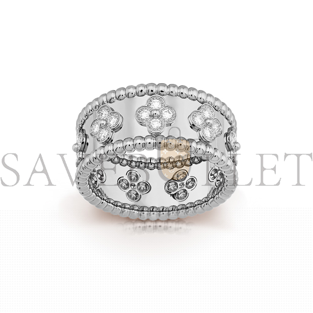 v*n cl*f arpels perlÉe clovers ring, small model - white gold, Di*m*nd  vcaro9nd00